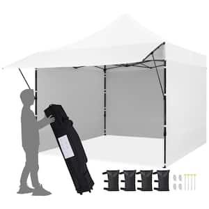 10 ft. × 10 ft. Commercial Pop-up Canopy Tent with 3-Sidewalls White