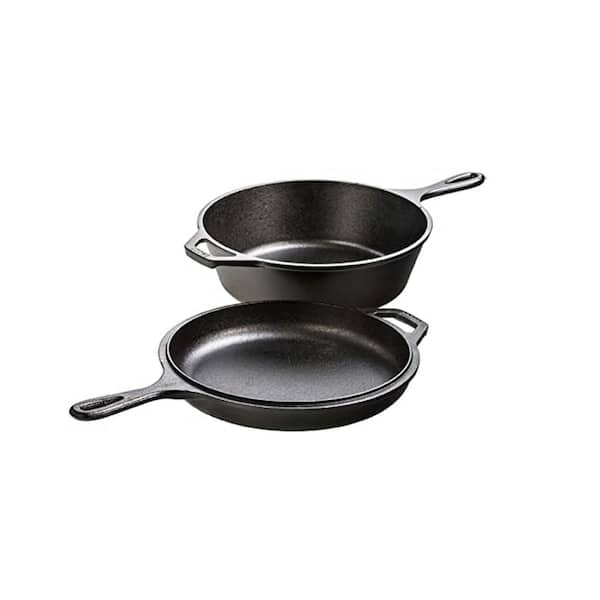 2-Piece Black Cast Iron Combination Cooker Set with 3.2 qt. Deep Pot Cooker and 10.25 in. Frying Pan