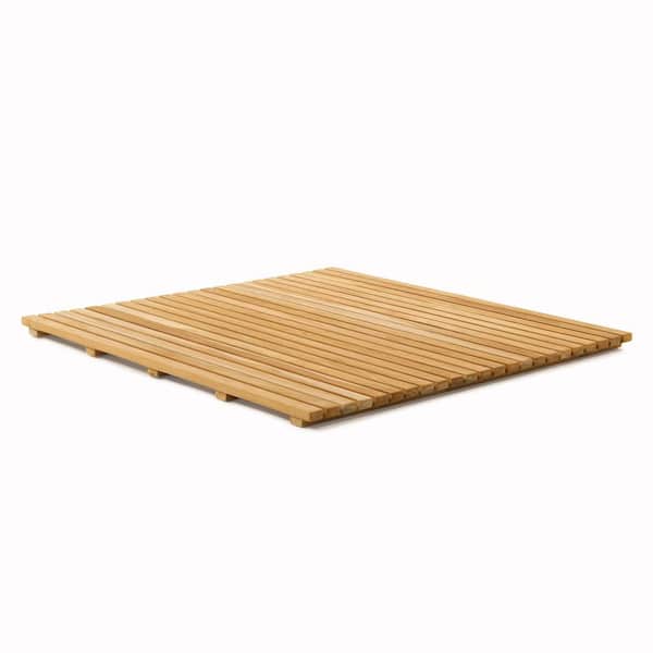 Unbranded Gala 32 in. x 32 in. Tan Bathroom Shower Mat in Natural Teak