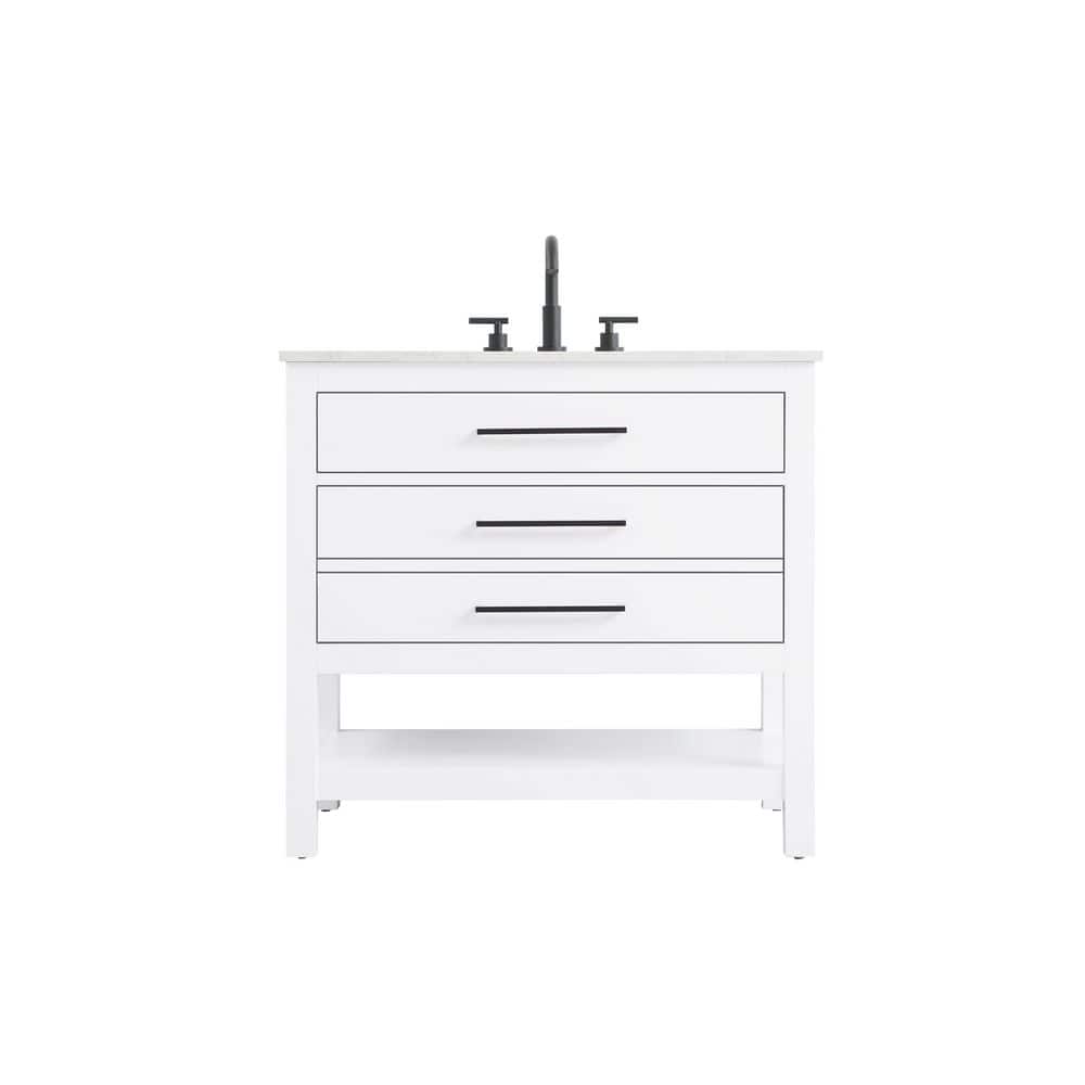 36 in. Single Sink White Bath Vanity with White Engineered Marble Top price history on PriceWatchPro