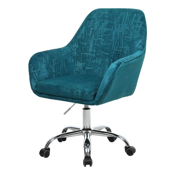 sumyeg New-Style Green Velvet Upholstered Swivel Office Chair Task Chair with Adjustable Height