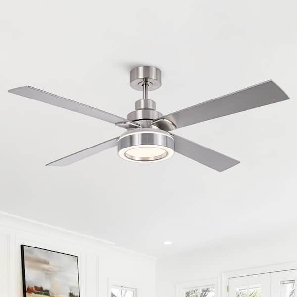 60 in. Smart Indoor Brushed Nickel Integrated LED Dimmable Ceiling Fan with DC Motor and Remote/APP Control