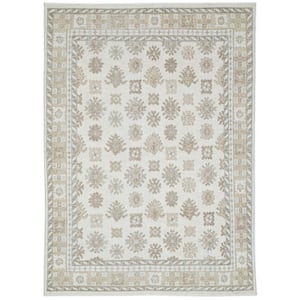 Ivory 8 ft. x 10 ft. Rectangle Abstract Wool, Cotton Area Rug