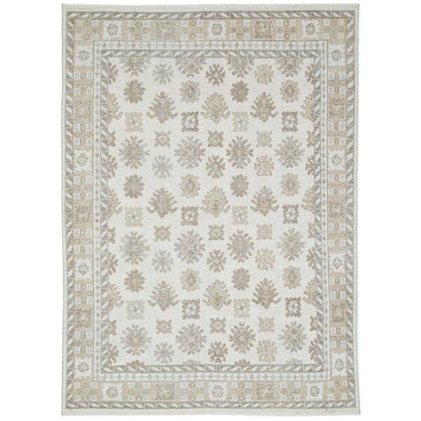 NUSTORY Ivory 8 ft. x 10 ft. Rectangle Abstract Wool, Cotton Area Rug