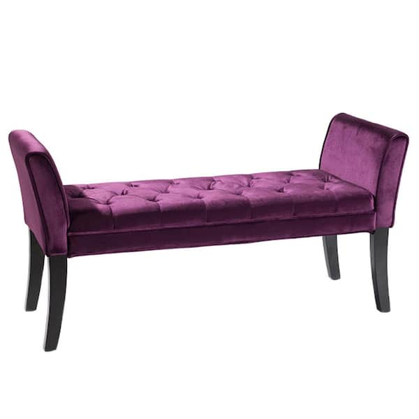 Armen Living 19 in. H x 53 in. W x 18 in. D Chatham Purple Velvet Bench