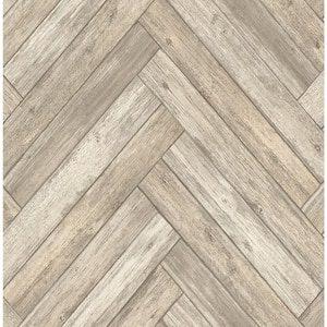 Herringbone Wood Birch Vinyl Peel and Stick Wallpaper Roll (Covers 30.75 sq. ft.)