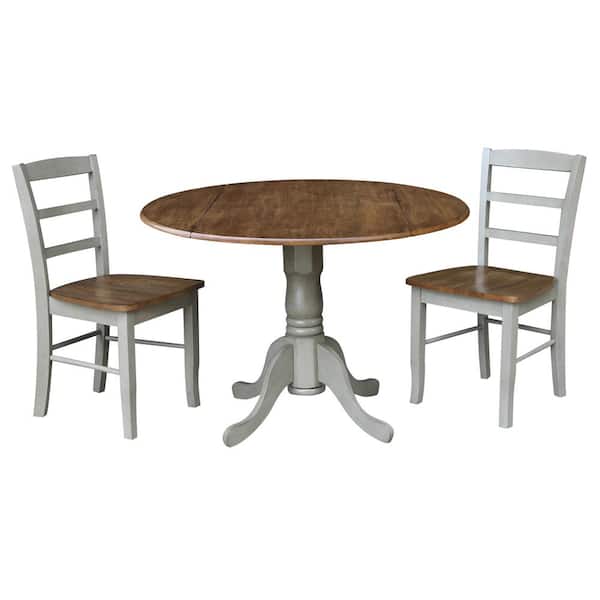 Stone Drop Leaf Round Dining Table Set, Distressed Round Kitchen Table Set