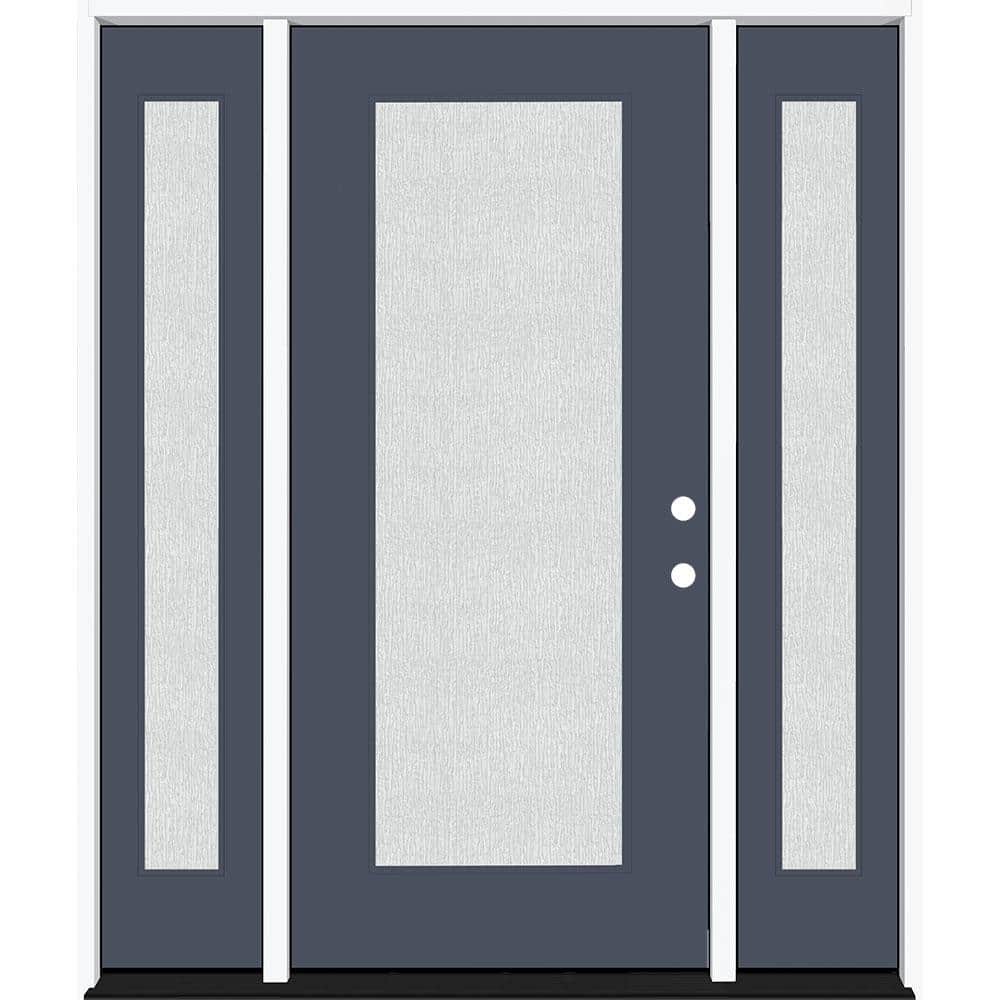 Legacy 64 in. x 80 in. Full Lite Rain Glass LHIS Primed Dark Denim Finish Fiberglass Prehung Front Door w/Dbl 12 in. SL price history on PriceWatchPro