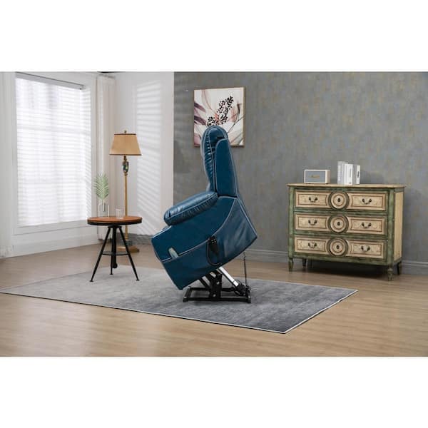 Z-joyee Blue Faux Leather Recliners Lift Chair Relax Sofa Chair