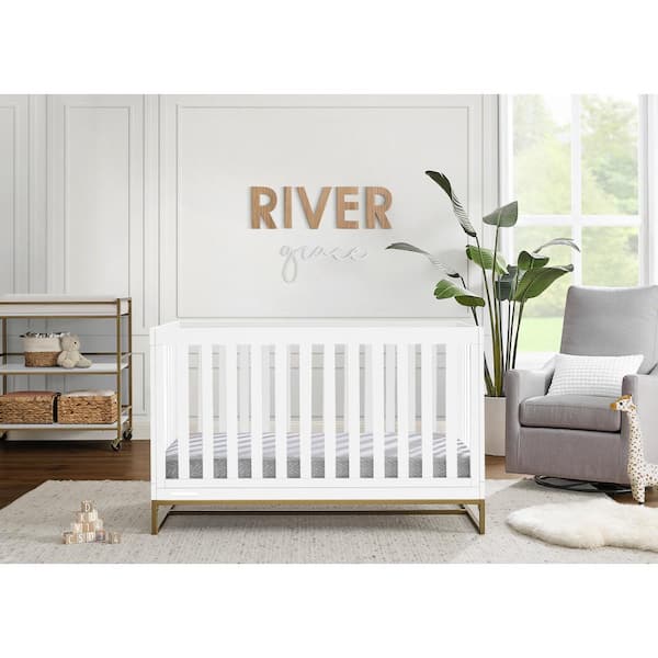 Delta Children Delta Children Jade 4-in-1 Convertible Crib - Greenguard Gold Certified, Bianca White with Melted Bronze