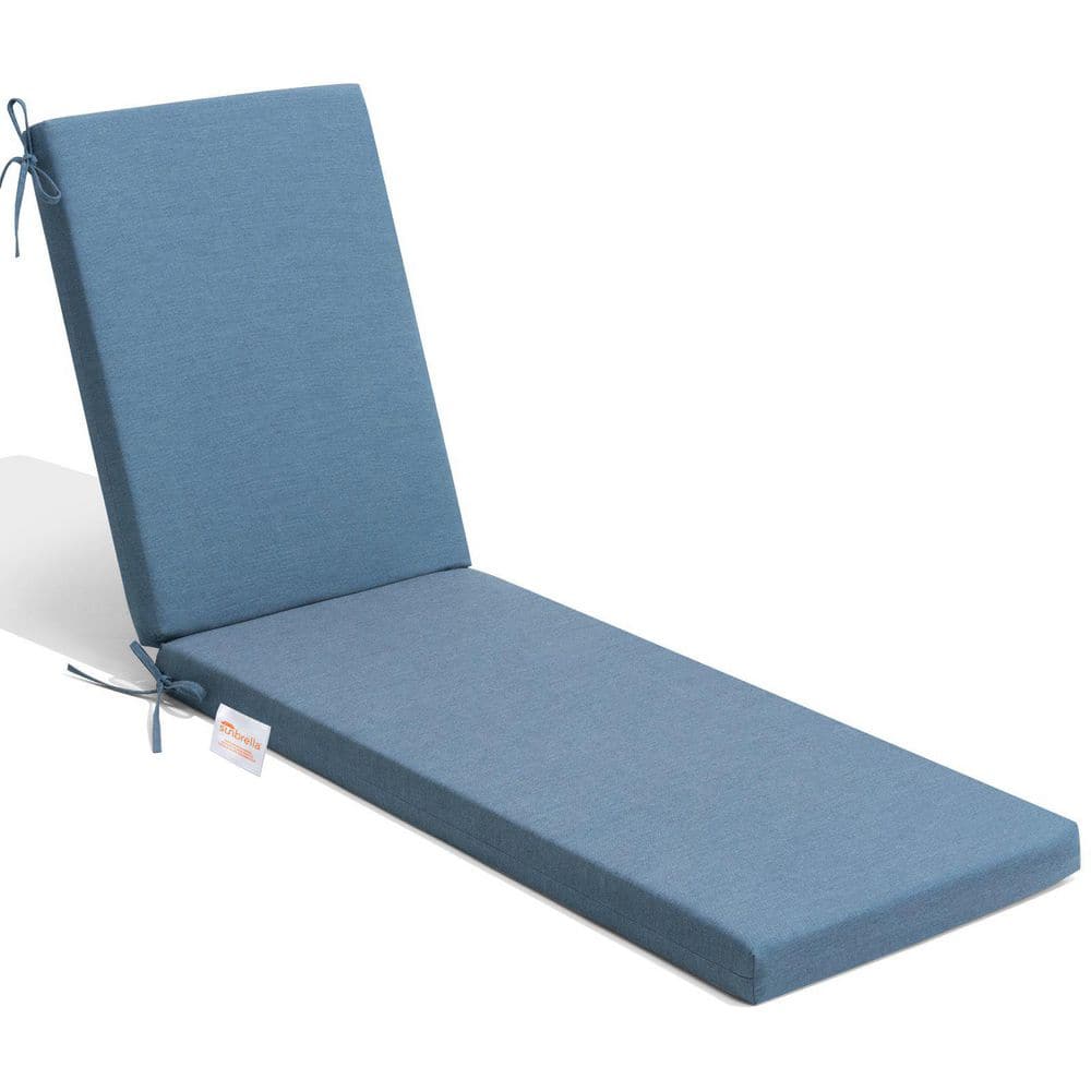 71.5 in. x 21 in. Sunbrella Outdoor Chaise Lounge Cushion in Pacific Blue (