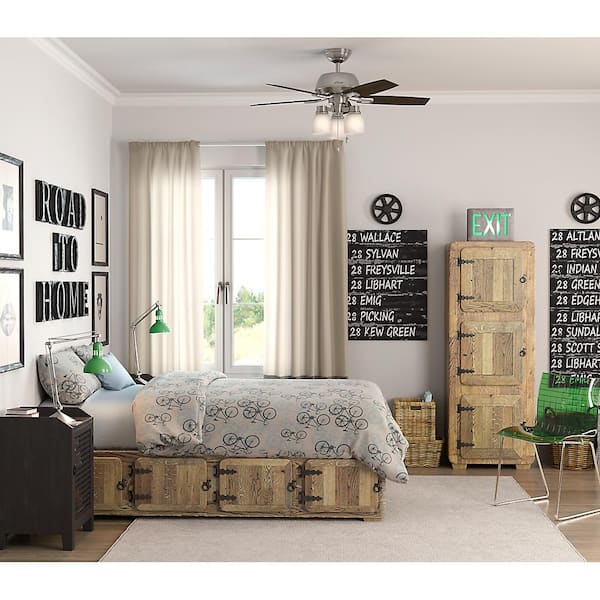 Hunter Donegan 44 in. LED 3-Light Indoor Brushed Nickel Ceiling Fan