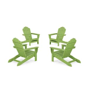 Lime 4-Piece Plastic Patio Conversation Set in Oversized Adirondack Chair Monterey Bay