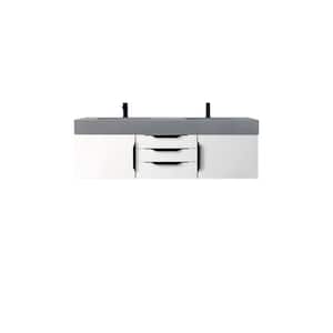 Mercer Island 59.0 in. W x 19.5 in. D x 19.3 in. H Bathroom Vanity in Glossy White with Dusk Grey Glossy Top