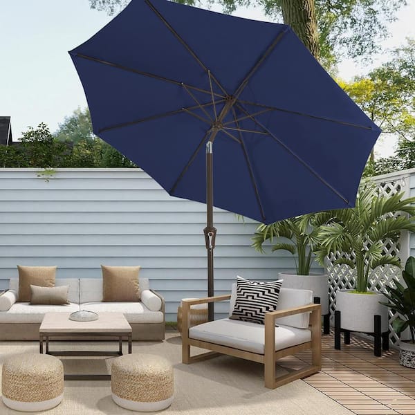 10 ft. Market Patio Umbrella with Push Button Tilt and Crank in Navy