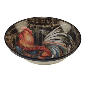 Gilded Rooster Multi-Colored 13 in. x 3 in. Serving/Pasta Bowl