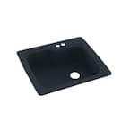 Dual-Mount Black Galaxy Solid Surface 25 in. x 22 in. 2-Hole Single Bowl Kitchen Sink