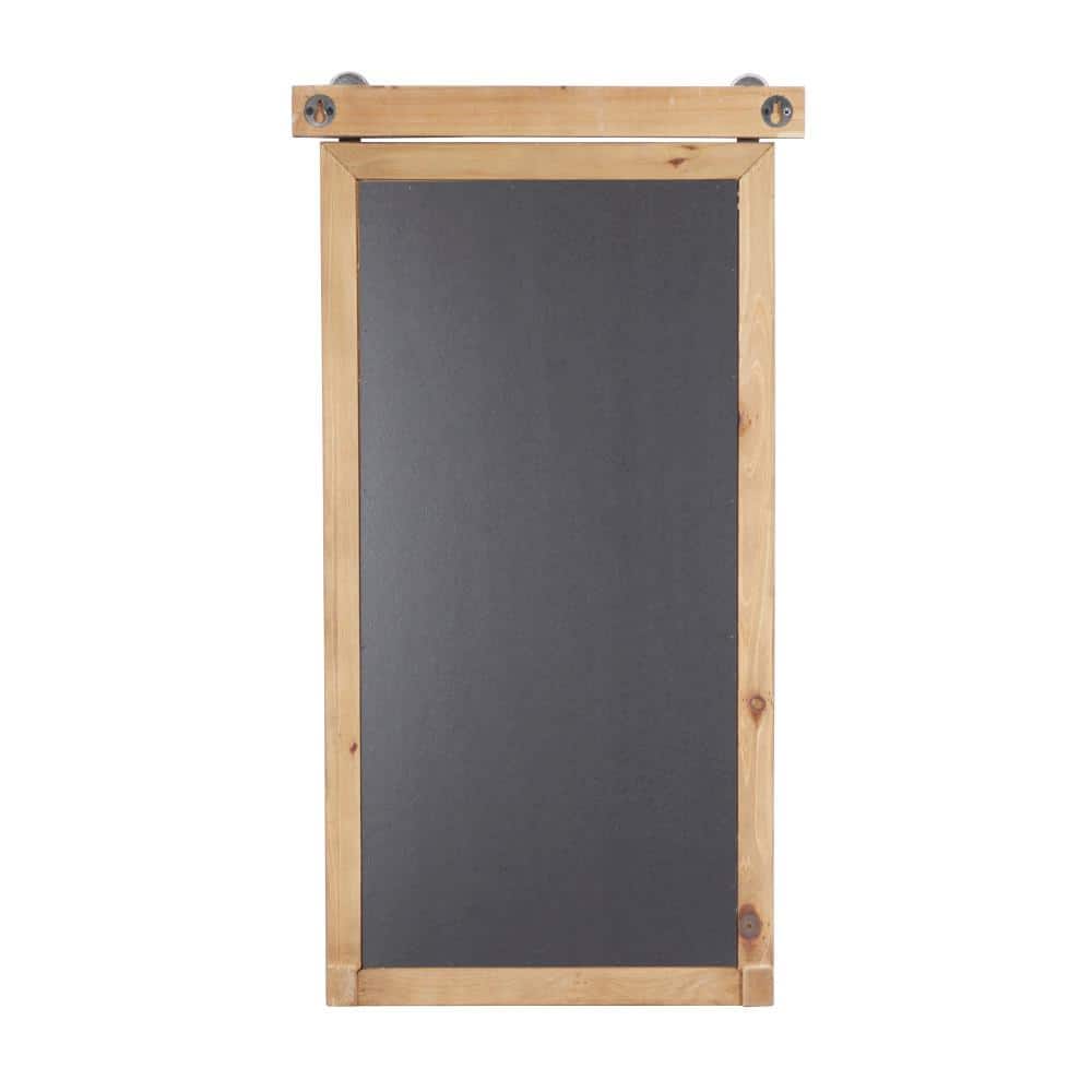 Brown Wood and Metal Chalkboard Sign with Barn Door Top
