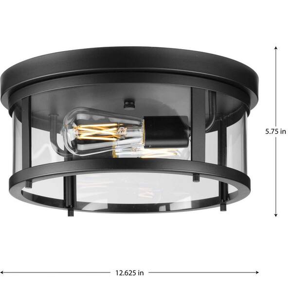 Progress Lighting Gunther 12.625-in Antique Bronze Transitional Incandescent Flush Mount Light