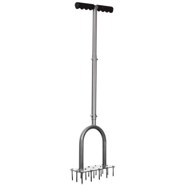 WaLensee 15 Iron Spikes Lawn Aerator Metal Manual Dethatching Soil Aerating Lawn T-Handle Grass Aerator Tools for Yard and Lawn