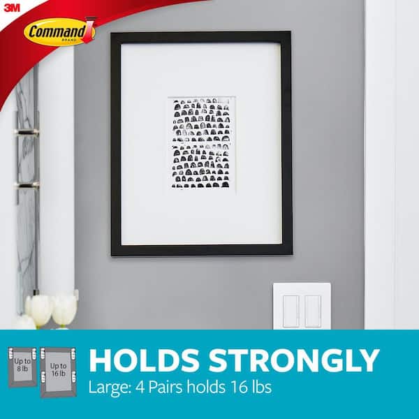 Command™ Picture Hanging Strips, Cabinet Pack, Removable, Holds Up to 6 lbs  per Pair, 0.75 x 2.75, White, 4/Set, 50 Sets/Carton