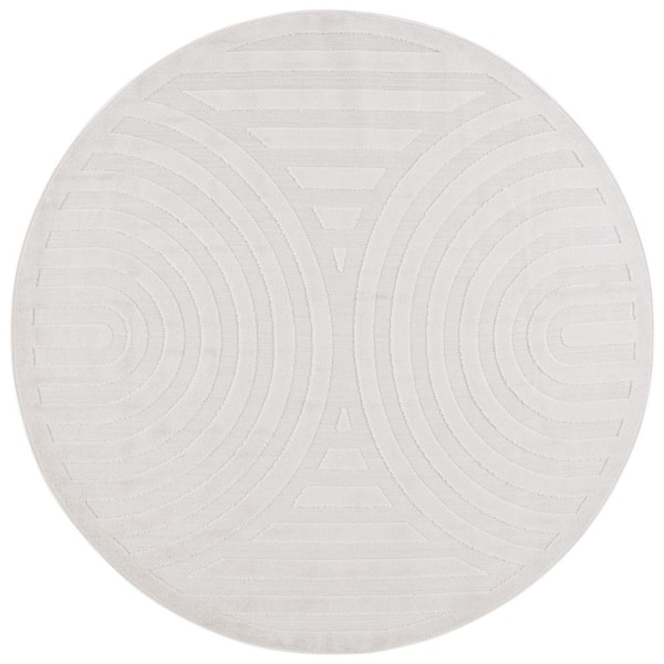 SAFAVIEH Stella Ivory 7 ft. x 7 ft. High-Low Arches Round Indoor/Outdoor Area Rug
