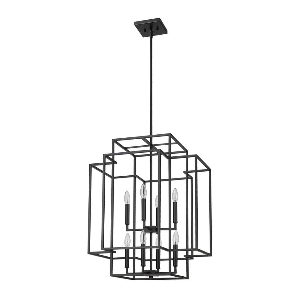 Titania Matte Black 8-Light Geometric Steel Chandelier