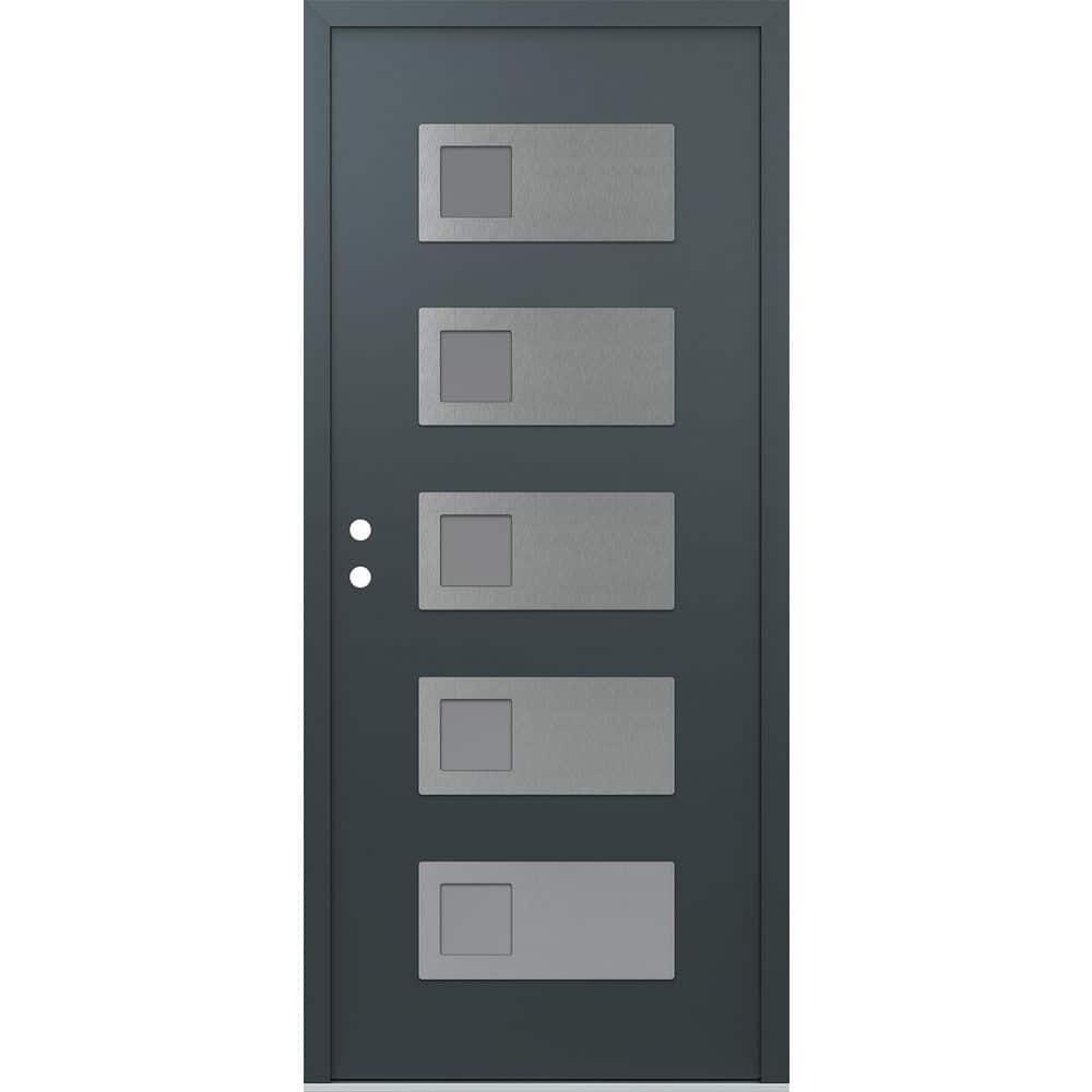 D2 36 in. x 80 in. Silver P Right-Hand/Inswing Frosted Glass Anth/Anth Steel Prehung Front Door price history on PriceWatchPro