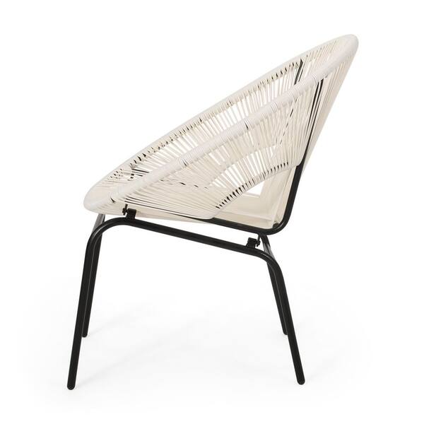 Sudzendf White Modern Metal Outdoor Lounge Chair Set of 2