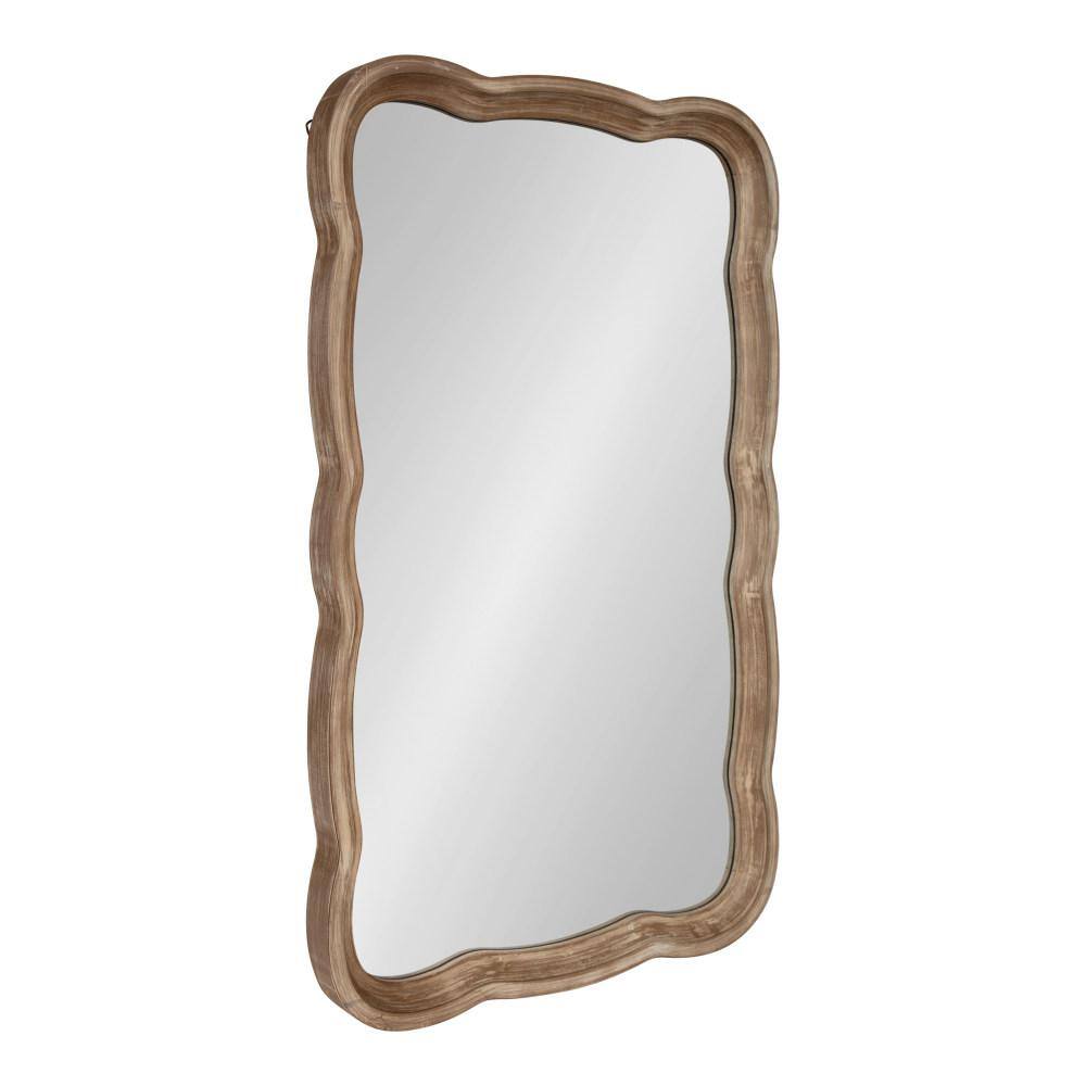 Hatherleigh 24" x 38" Rustic Brown Scalloped Wood Wall Mirror