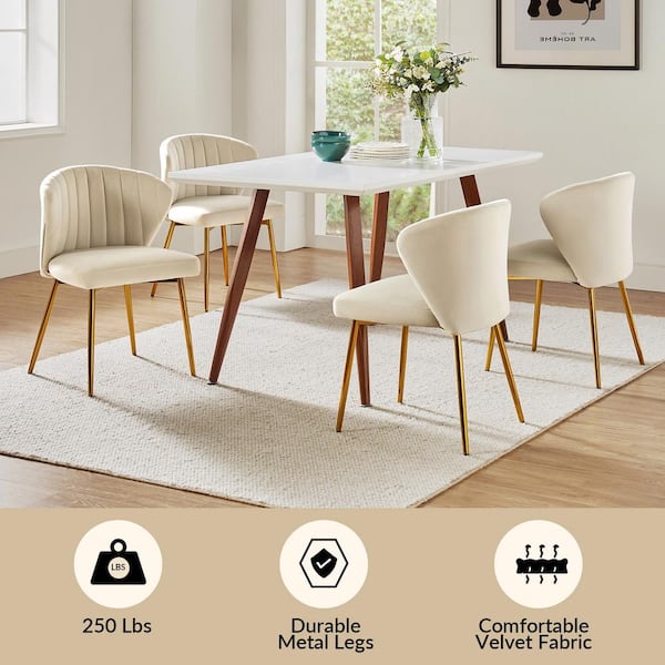 Milia Golden Legs Tan Tufted Dining Side Chair (Set of 2)