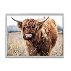 Grazing Longhorn Cattle Farmland Animal Portrait by Amy Brinkman Framed Animal Art Print 20 in. x 16 in.