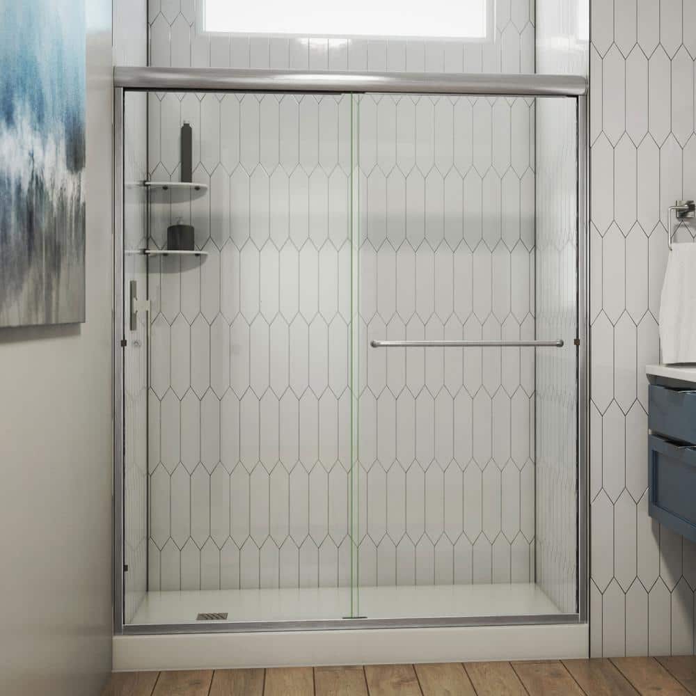 Alliance Pro 56-60 in. x 76 3/8 in. Semi-Frameless Sliding Shower Door in Brushed Nickel Finish price history on PriceWatchPro