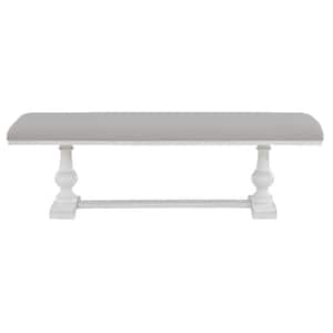 Warren Gray Polyester Cushioned White Dining Bench 60 in.