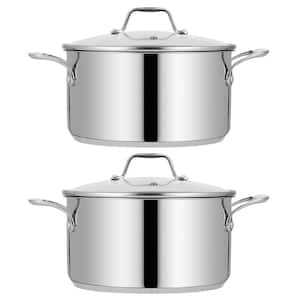 Heavy-Duty 8 qt. Stainless Steel Soup Stock Pot with Lid (2-Pack)