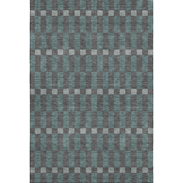 Mayfield Premium Machine Washable Abstract AMF2547 Charcoal 9 ft. x 12 ft. Area Rug