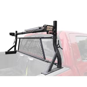 24 in. Pickup Construction Truck Rack Headache Rack w/ LED Flashing Light Bar and Removable Protective Screen Single Bar