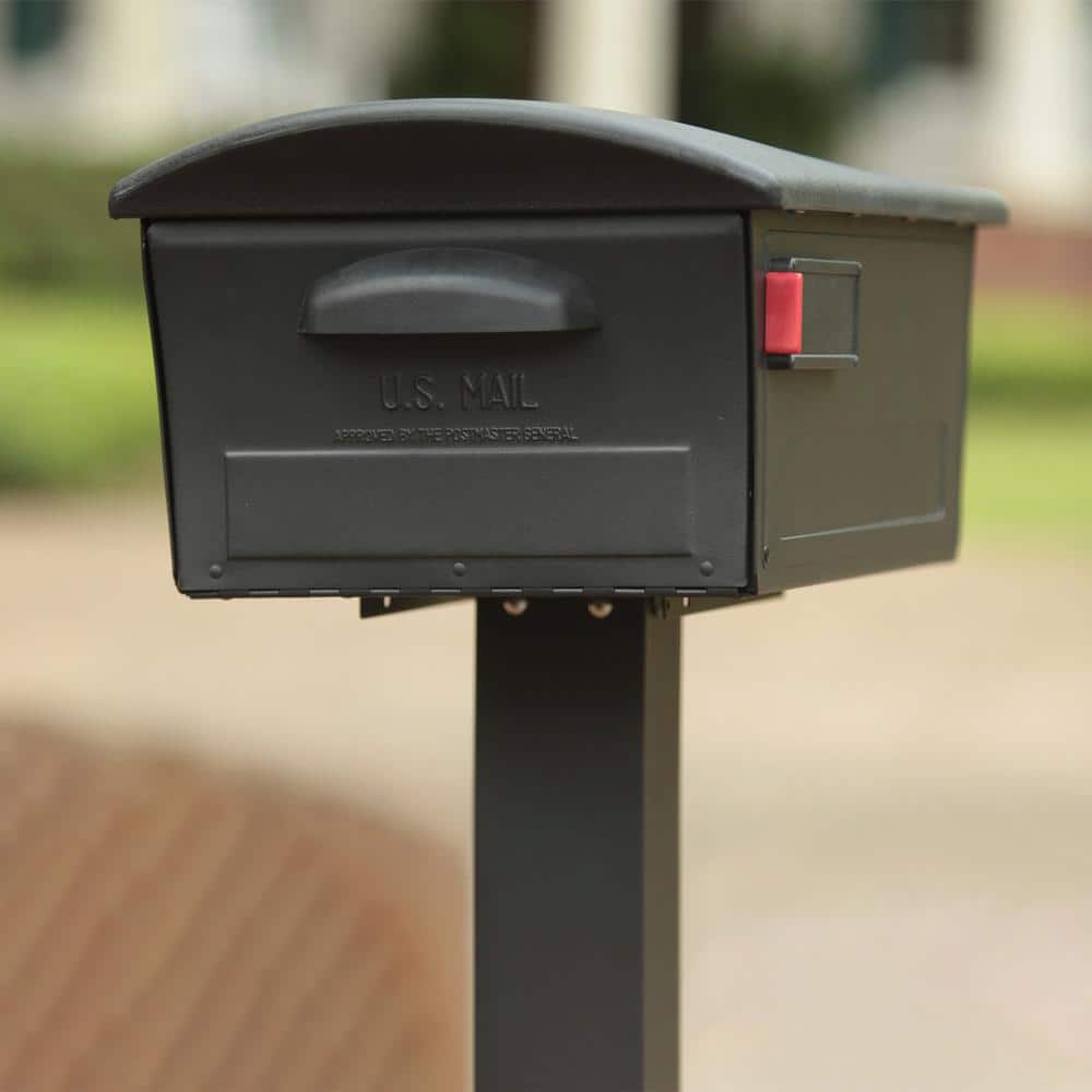 Large Black Lockable Plastic Post Mount Mailbox