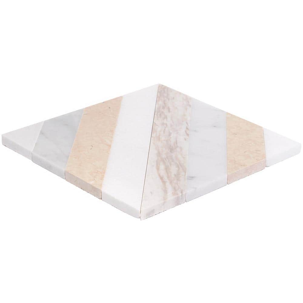 Beige and Gray 8x8 Polished Marble Mosaic Tile