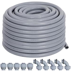 1/2 in. x 50 ft. Gray PVC Flexible Liquid Tight ENT (Electrical Nonmetallic) Conduit with 10-Pieces of Connector Kit