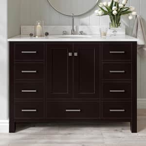 Cambridge 49 in. W x 22 in. D x 35.25 in. H Vanity in Espresso with Marble Vanity Top in White with Basin