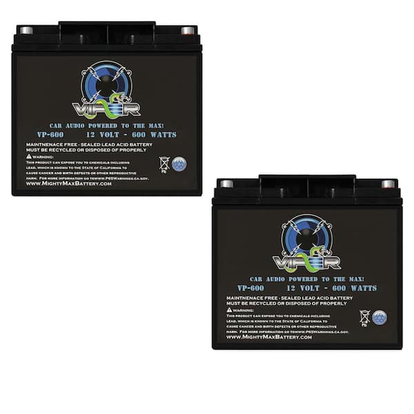 MIGHTY MAX BATTERY Viper VP-600 600 Watt Audio Replacement Battery for 12V High Current Car Audio Stereo Power Cell HC600-2 Pack