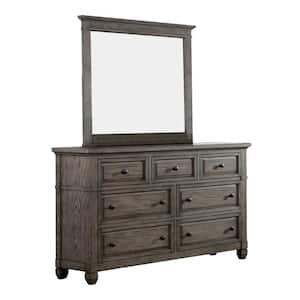 Dotta Warm Gray 7-Drawer 60 in. Dresser with Mirror