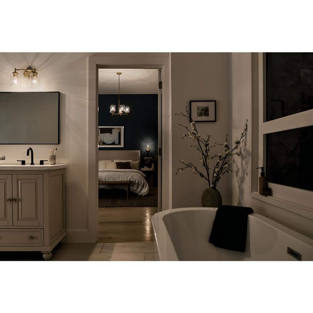 Winslow Natural Brass 2-Light Vanity with Clear Seeded Glass