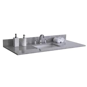 37 in. W x 22 in. D Engineered Stone Composite Calacatta Gray Rectangular Single Sink Vanity Top