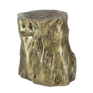 15 in. Gold Tree Trunk Medium Round Fiberglass End Accent Table