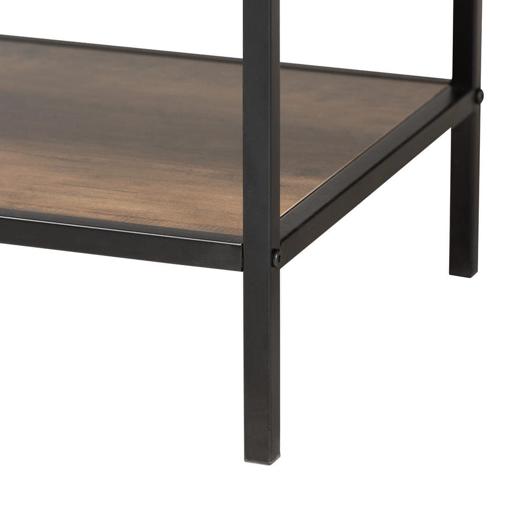 Walnut Brown and Black Metal Industrial 2-Door Sideboard