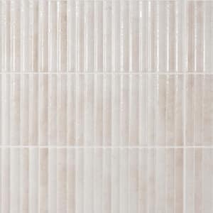 Mawr White 5.9 in. x 11.81 in. Polished Fluted Ceramic Wall Tile (9.68 sq. ft./Case)