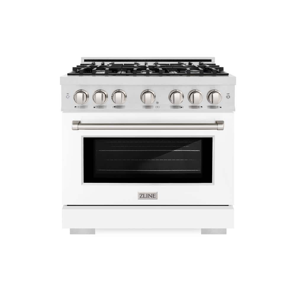 36 in. Select Dual Fuel Range with 6 Burners and Electric Convection Oven in Satin Stainless Steel with White Matte Door price history on PriceWatchPro