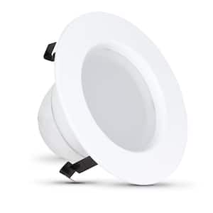 4 in. Integrated LED White Retrofit Recessed Light Trim Dimmable CEC Downlight Bright White 3000K, 6-Pack